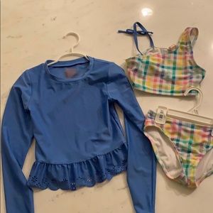 Cat and jack 3 piece swim suit 7-8